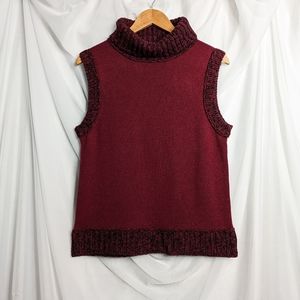 Maroon cashmere and silk knit sweater tank